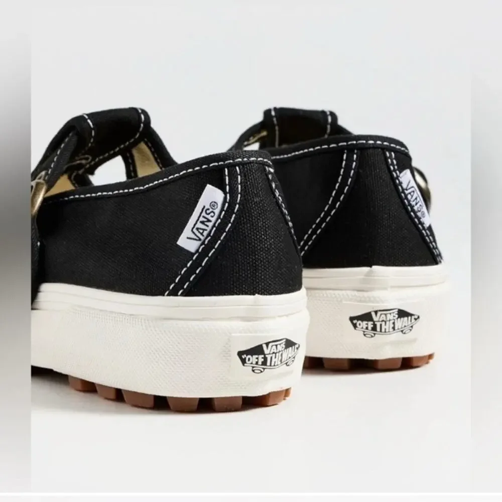 NEW VANS STYLE 93 BLACK CANVAS WHITE RUBBER MARY JANE SNEAKERS BUCKLE SZ 9.5 - Picture 6 of 13